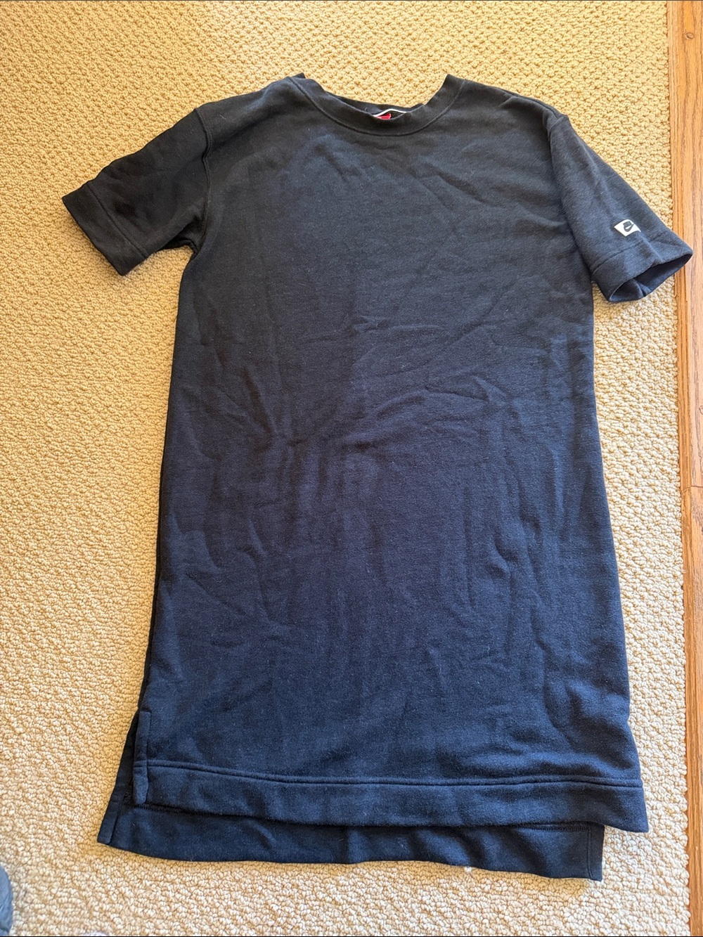 Nike Black Short Sleeve T-Shirt dress with Logo Patch